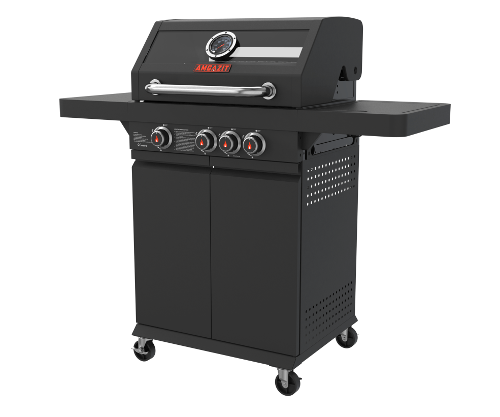 גריל גז 3 מבערים Caliber + כירת צד ומדף מתקפל אמגזית – תמונה 2